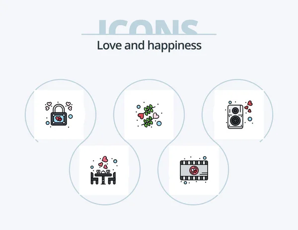 Love Line Filled Icon Pack Icon Design Heart Map Heart — Διανυσματικό Αρχείο