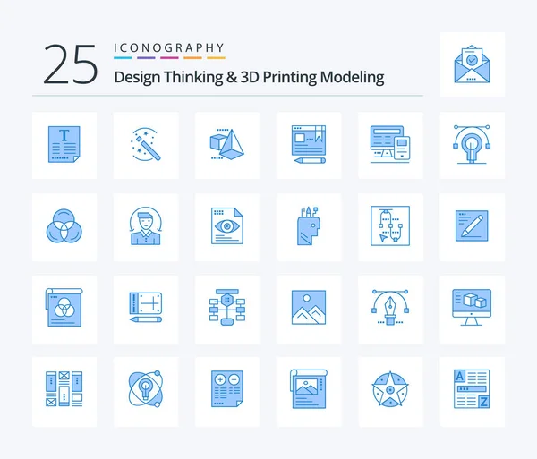 Design Thinking Printing Modeling Blue Color Icon Pack Including Education — стоковый вектор