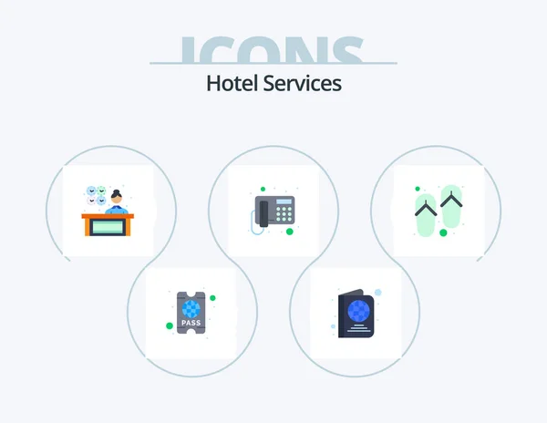 Hotel Services Flat Icon Pack Icon Design Comfort Spa Manager — стоковый вектор