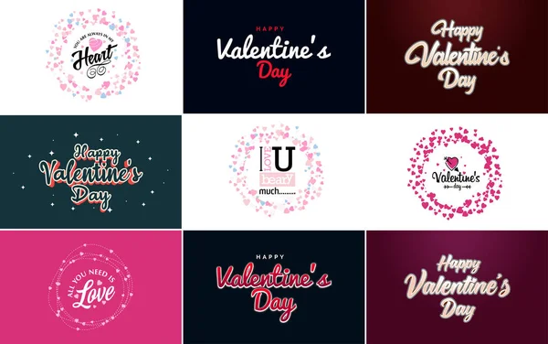 Happy Valentine Day Greeting Card Template Romantic Theme Red Color — 图库矢量图片