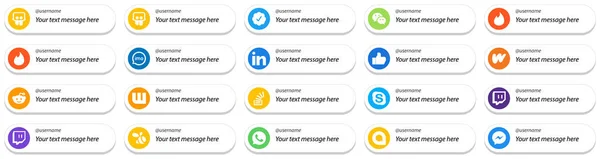 Card Style Social Media Follow Icons Customizable Message Pack Stockoverflow — ストックベクタ