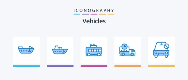 Vehicles Blue Icon Pack Including Car Transport Truck Logistics Creative — Archivo Imágenes Vectoriales