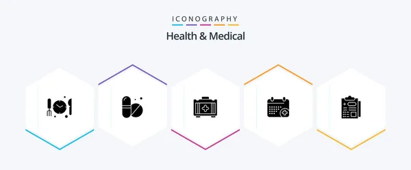Health Medical Glyph Icon Pack Including Report Healthbag Medical Day — Vettoriale Stock