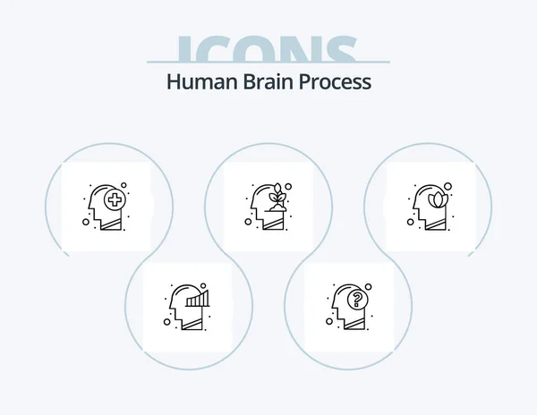 Human Brain Process Line Icon Pack Icon Design Lotus Head — Stock Vector