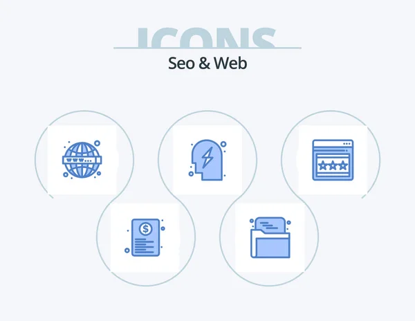 Seo Web Blue Icon Pack Icon Design Seo Strategy Data — Stockvector