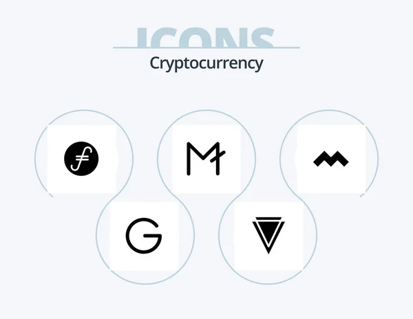 Cryptocurrency Glyph Icon Pack Icon Design Coin Crypto Crypto Currency — Stock vektor