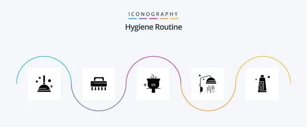 Hygiene Routine Glyph Icon Pack Including Cleaning Cleaning Cream Clean — Archivo Imágenes Vectoriales