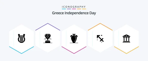 Greece Independence Day Glyph Icon Pack Including Bank Zodiac Culture — Stockvector