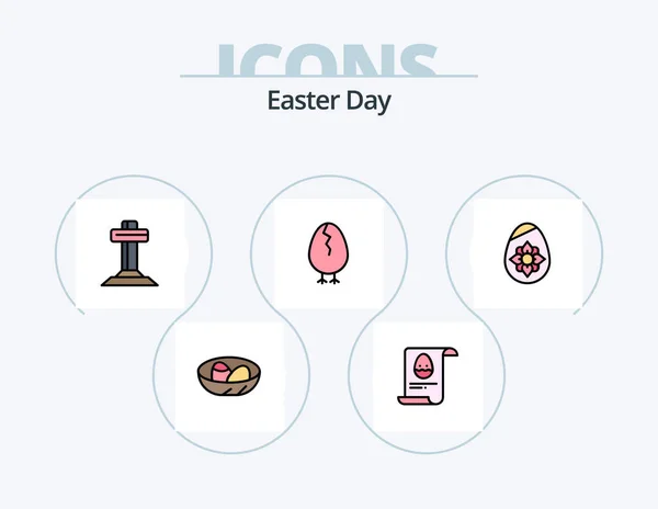 Easter Line Filled Icon Pack Icon Design Bottle Wine Flower — Stok Vektör