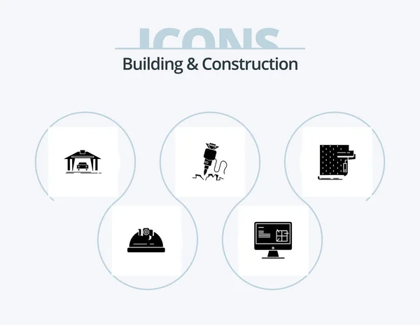 Building Construction Glyph Icon Pack Icon Design Tool Construction Design — Stockvektor
