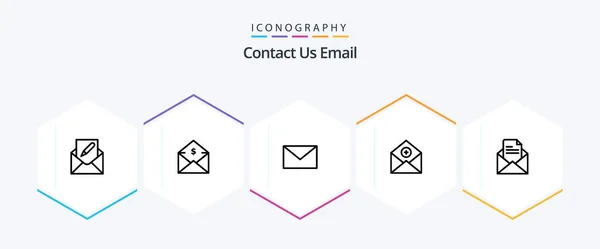 Email Line Icon Pack Including Text Email Money Order Communication — Wektor stockowy