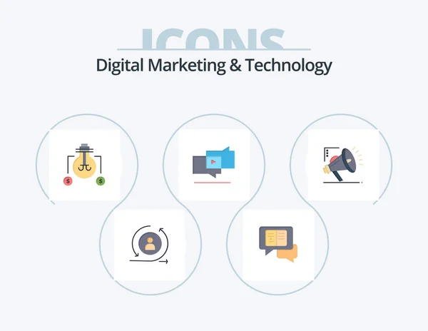 Digital Marketing Technology Flat Icon Pack Icon Design Atoumation Digital — Stok Vektör