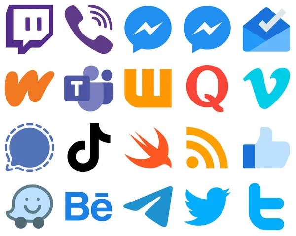 Flat App Design Flat Social Media Icons Signal Vimeo Wattpad — Vetor de Stock