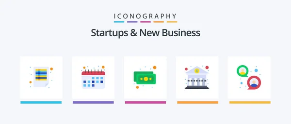 Startups New Business Flat Icon Pack Including Society Focus Group — Archivo Imágenes Vectoriales