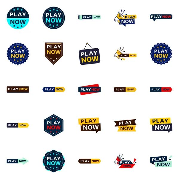 Professional Play Now Banners Elevate Your Brand — Stockvektor