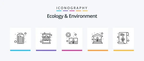 Ecology Environment Line Icon Pack Including Radiation Leaf Conventional Green — Stockvector