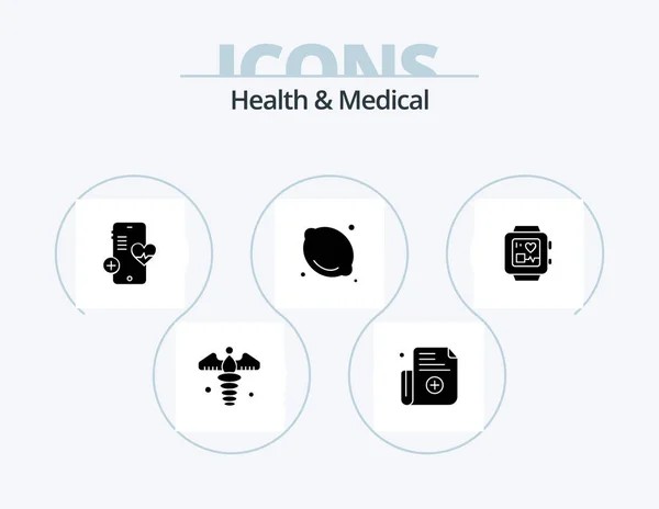 Health Medical Glyph Icon Pack Icon Design Heartbeat Medical Phone — Stockvector