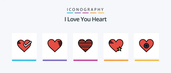 Heart Line Filled Icon Pack Including Add Love Love Gift — Image vectorielle