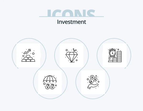 Investment Line Icon Pack Icon Design Protection Money Investment Deposit — Stockvector