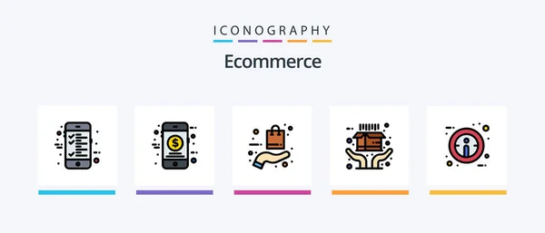 Ecommerce Line Filled Icon Pack Including Location Sticker Bag Free — 图库矢量图片