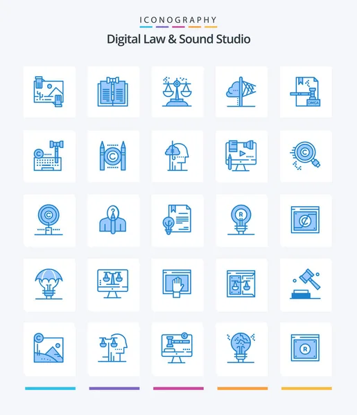 Creative Digital Law Sound Studio Blue Icon Pack Imagination Creativity — Image vectorielle