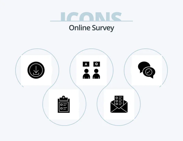 Online Survey Glyph Icon Pack Icon Design Education Chat Download — Vetor de Stock