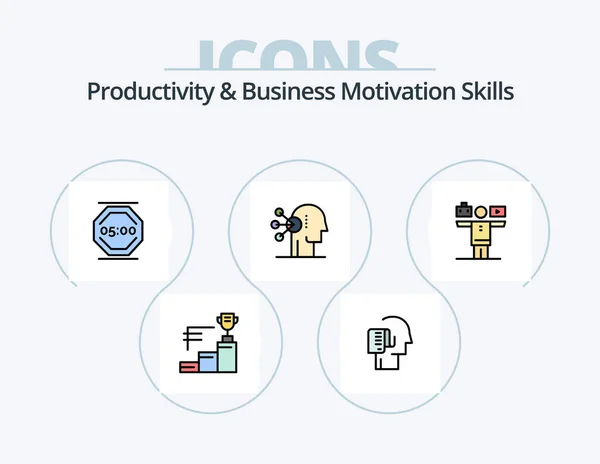 Productivity Business Motivation Skills Line Filled Icon Pack Icon Design — Vector de stock