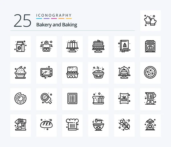 Baking Line Icon Pack Including Baking Book Restaurant Food Cakes — Stockový vektor