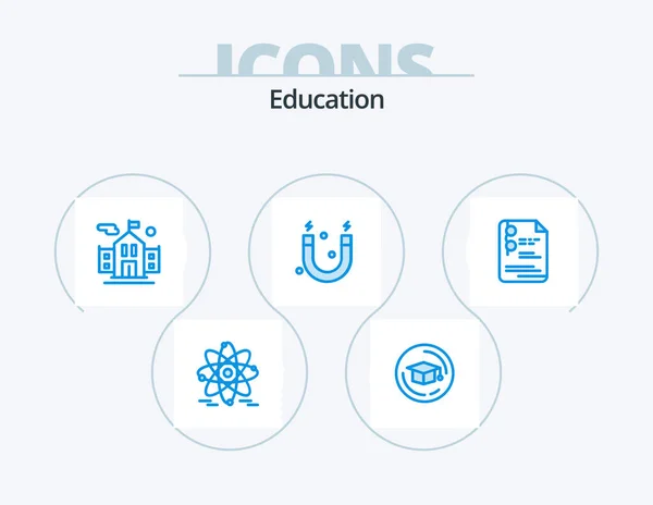 Education Blue Icon Pack Icon Design Education Education School File — Stockvektor