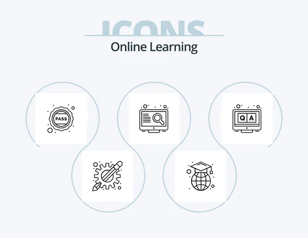 Online Learning Line Icon Pack Icon Design Launch Knowledge Txt — Stock vektor