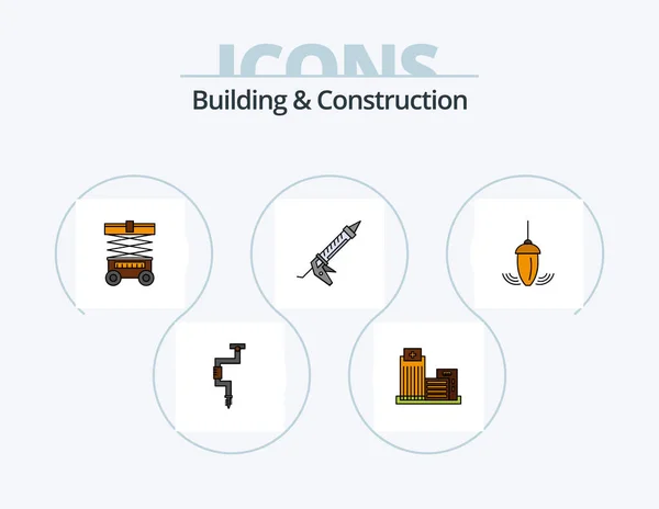 Building Construction Line Filled Icon Pack Icon Design Repair Sealant — Stockvector