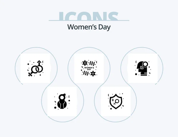 Womens Day Glyph Icon Pack Icon Design Feminism Day Woman — ストックベクタ