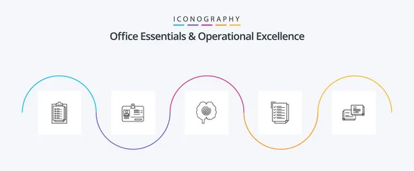 Office Essentials Operational Exellence Line Icon Pack Including Bubble Notepad — Archivo Imágenes Vectoriales