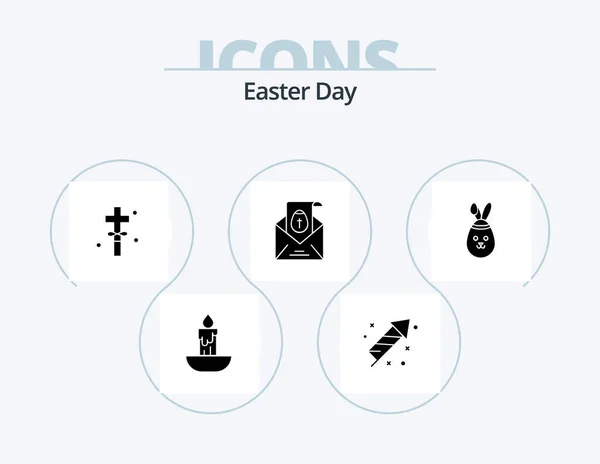 Easter Glyph Icon Pack Icon Design Easter Holiday Cross Easter — Stok Vektör