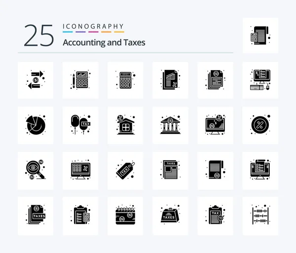 Taxes Solid Glyph Icon Pack Including Finance Banking Chart Money — Wektor stockowy