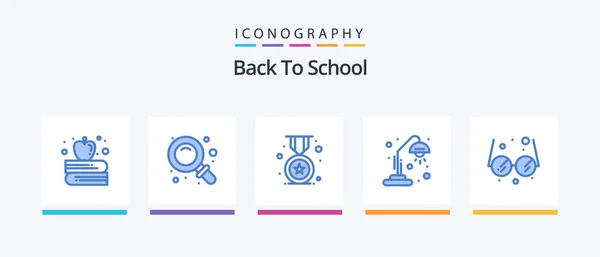 Back School Blue Icon Pack Including Education School Badge Education — Archivo Imágenes Vectoriales
