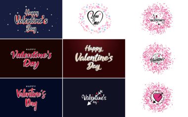 Happy Valentine's Day greeting card template with a romantic theme and a red and pink color scheme