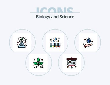 Biology Line Filled Icon Pack 5 Icon Design. efficient. desktop. hand. sprout. grow