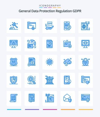 Creative Gdpr 25 Blue icon pack  Such As business. mobile. lock. gdpr. hand