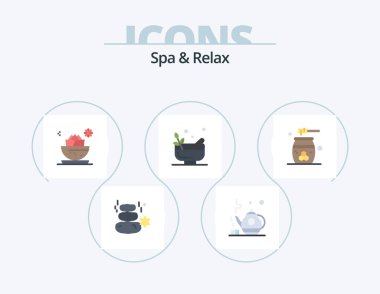 Spa And Relax Flat Icon Pack 5 Icon Design. beauty. bowl. center. mortar. bowl