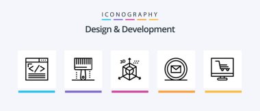 Design and Development Line 5 Icon Pack Including geometry. design. web design. programing. design. Creative Icons Design