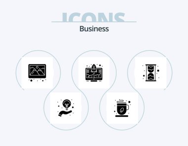 Business Glyph Icon Pack 5 Icon Design. hour. rocket. frame. startup. entrepreneur