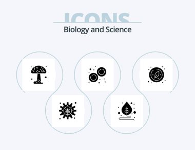 Biology Glyph Icon Pack 5 Icon Design. circle. leaf. mushroom. biology. laboratory