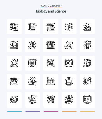 Creative Biology 25 OutLine icon pack  Such As hazard. biohazard. content. mitosis. lab