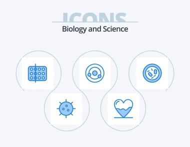 Biology Blue Icon Pack 5 Icon Design. chemistry. atom. hospital. sample. medical
