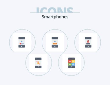 Smartphones Flat Icon Pack 5 Icon Design. locked. password. calling. lock. telephone