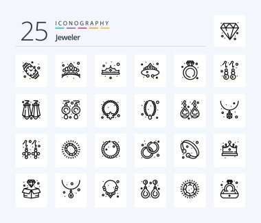 Jewellery 25 Line icon pack including fashion. wedding. fashion. ring. diamond