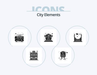 City Elements Glyph Icon Pack 5 Icon Design. passage. bridge. coach. building. show