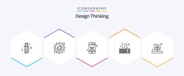 Design Thinking 25 Line icon pack including rgb. color. phone. tools. keyboard