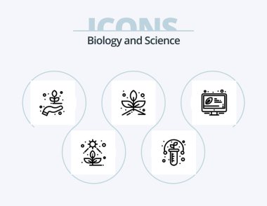 Biology Line Icon Pack 5 Icon Design. . science. test. hydrogen. tubes